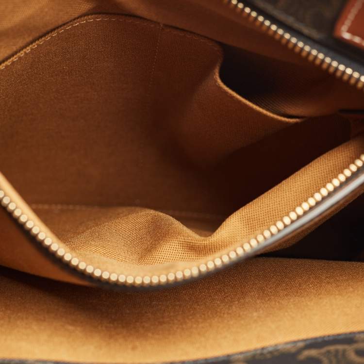 Pre Owned Celine Brown Triomphe Canvas and Leather Small Vertical Cabas Tote 