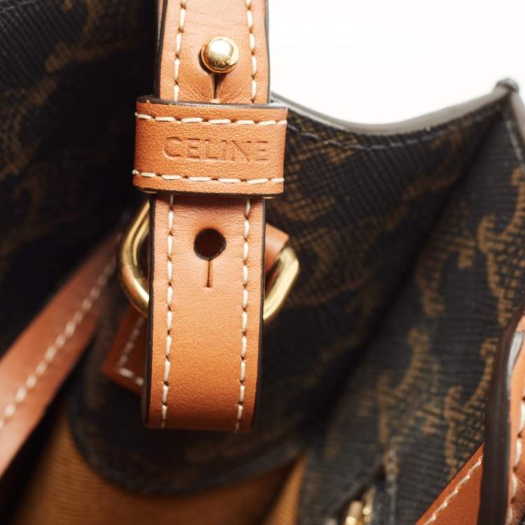 Pre Owned Celine Brown Triomphe Canvas and Leather Small Vertical Cabas Tote 