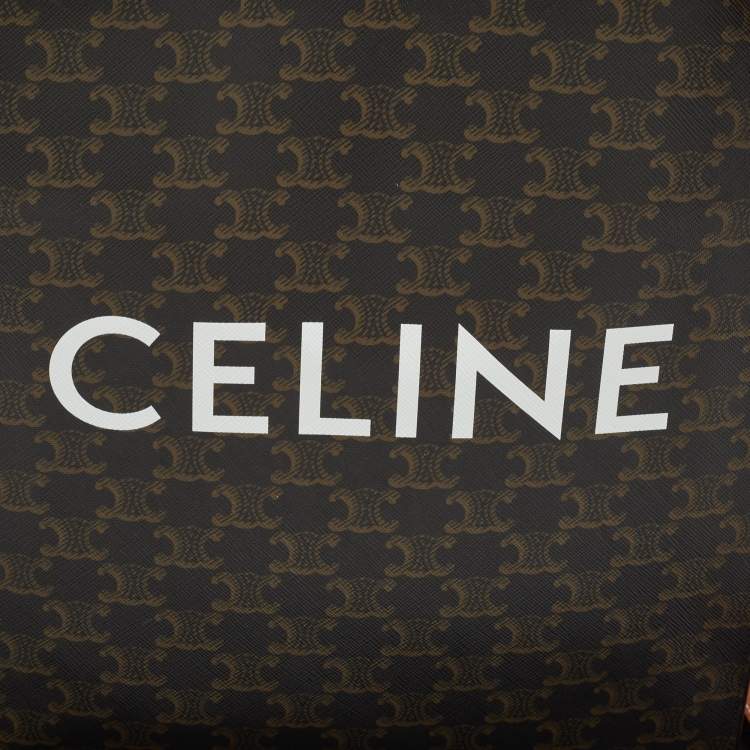 Pre Owned Celine Brown Triomphe Canvas and Leather Small Vertical Cabas Tote 