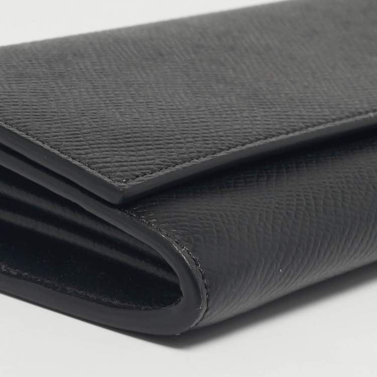 Pre Owned Celine Black Leather Large Flap Continental Wallet