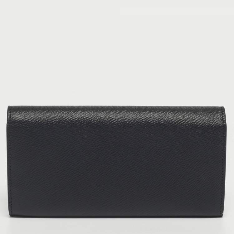 Pre Owned Celine Black Leather Large Flap Continental Wallet