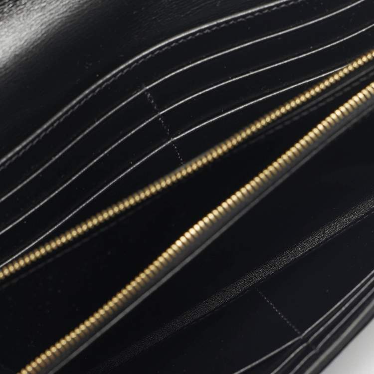 Pre Owned Celine Black Leather Large Flap Continental Wallet