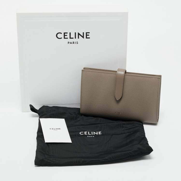 Pre Owned Celine Grey Leather Large Strap Bifold Wallet