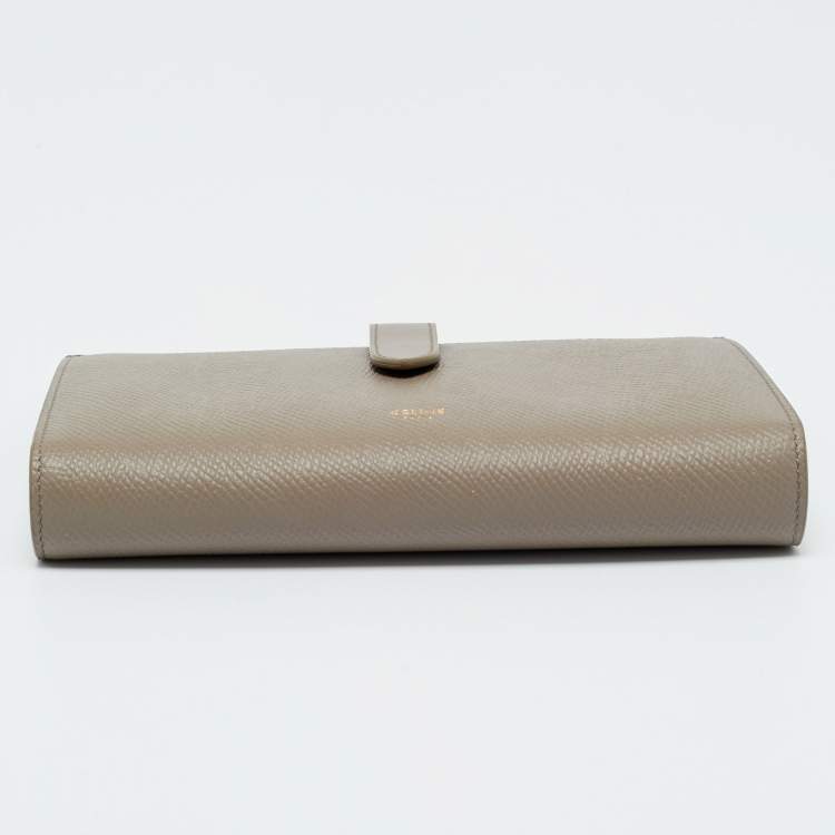 Pre Owned Celine Grey Leather Large Strap Bifold Wallet