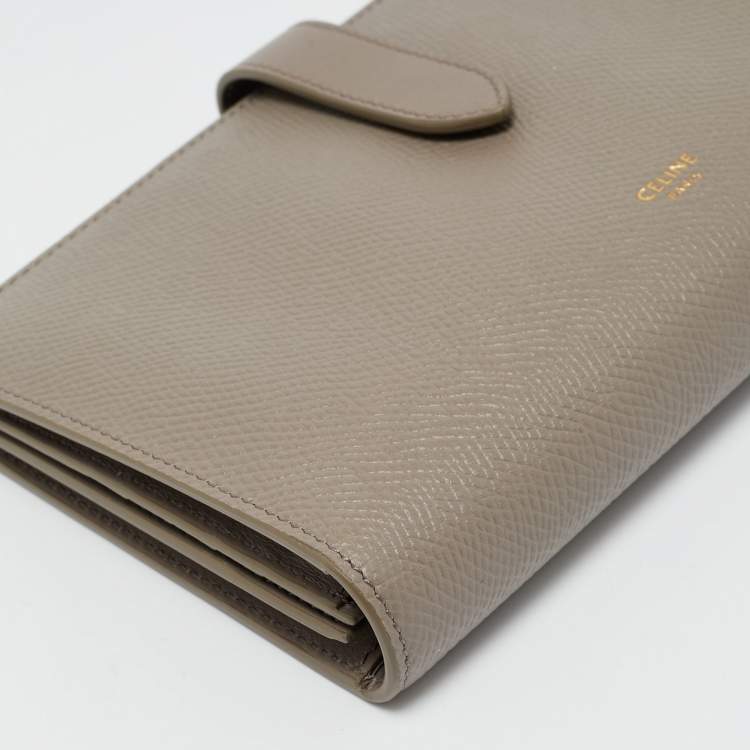 Pre Owned Celine Grey Leather Large Strap Bifold Wallet