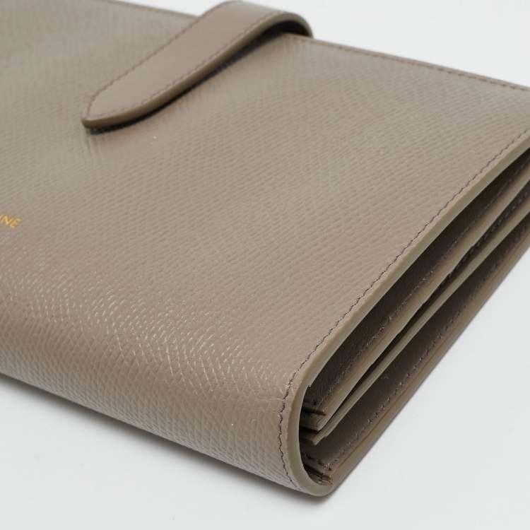 Pre Owned Celine Grey Leather Large Strap Bifold Wallet