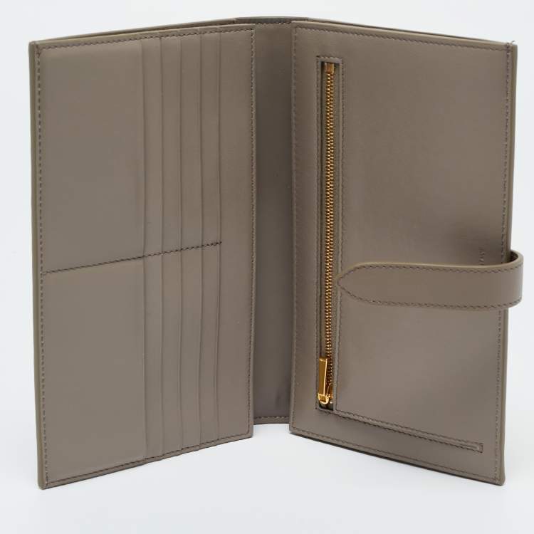 Pre Owned Celine Grey Leather Large Strap Bifold Wallet