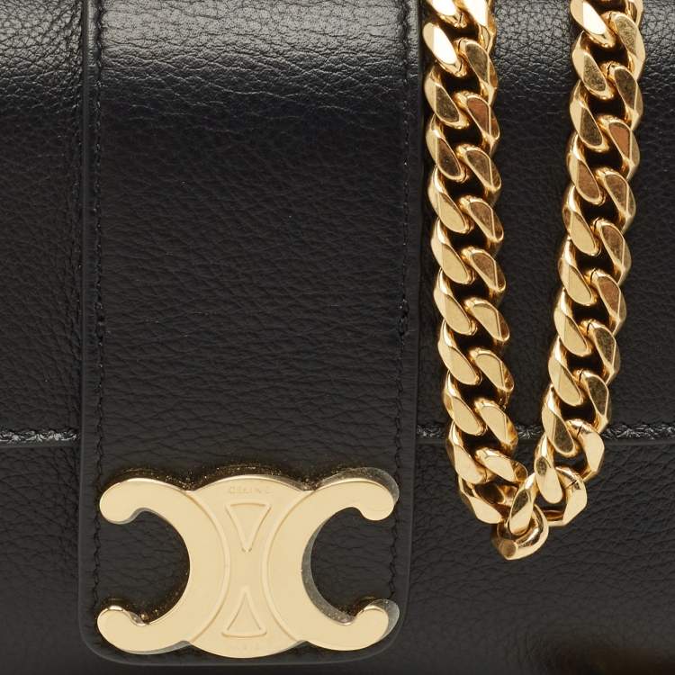 Pre Owned Celine Black Leather Mini Victoire Shoulder Bag