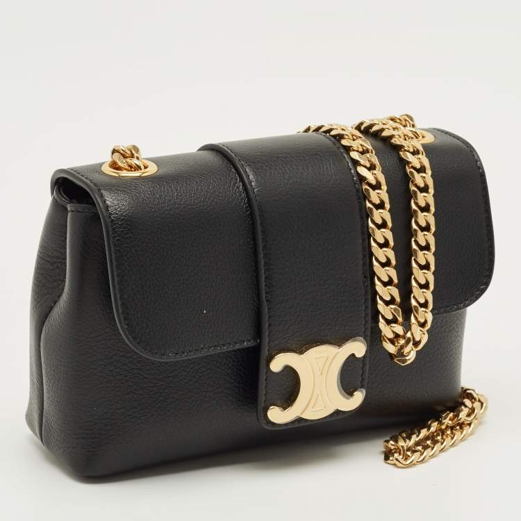 Pre Owned Celine Black Leather Mini Victoire Shoulder Bag