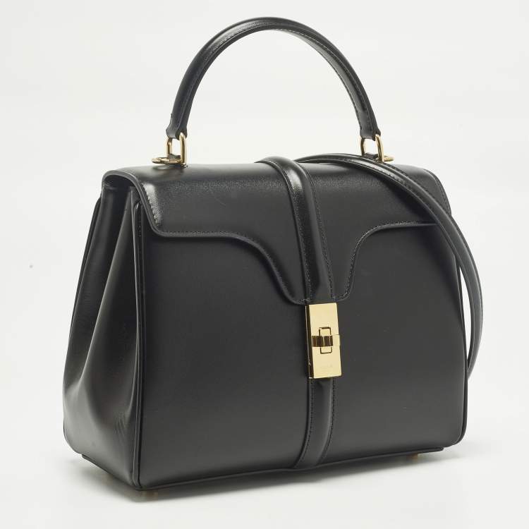 Pre Owned حقيبة يد علوية جلد أسود صغير سيلين كلاسيك 16