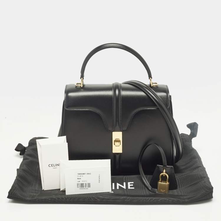 Pre Owned حقيبة يد علوية جلد أسود صغير سيلين كلاسيك 16