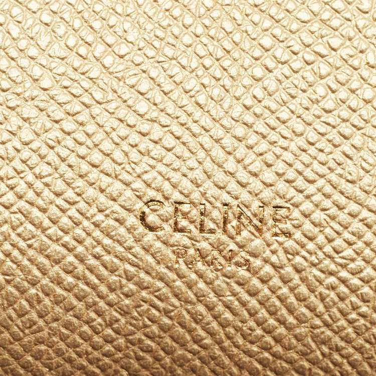 Pre Owned Celine Belt Nano Gold Leather Top Handle Bag