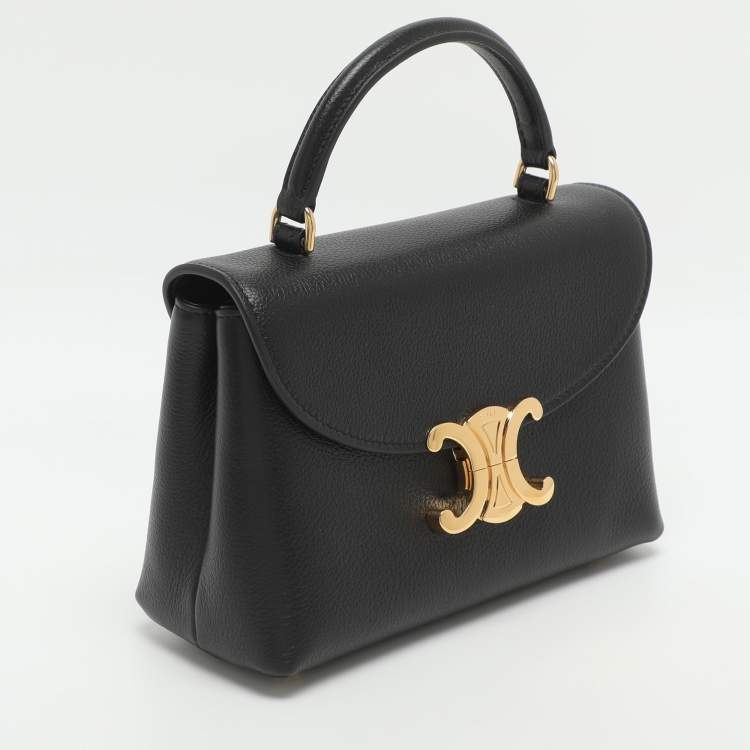 Pre Owned Celine Nino Teen Black Leather Top Handle Bag