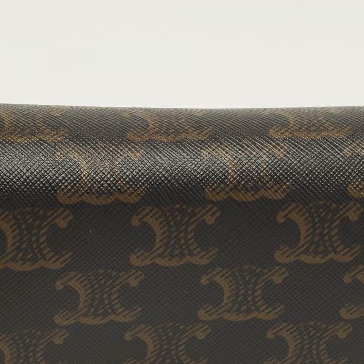 Pre Owned Celine Besace Mini Brown Triomphe Coated Canvas Crossbody Bag