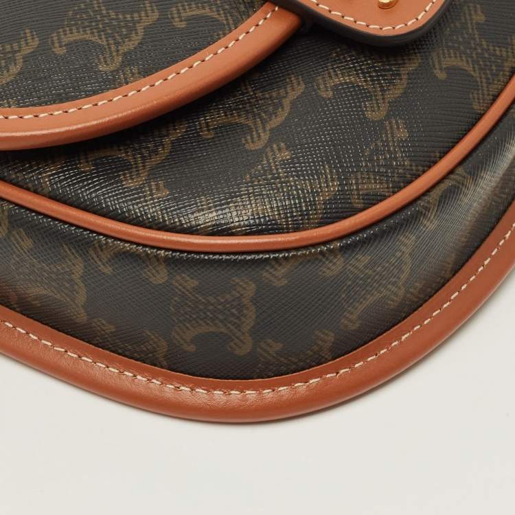 Pre Owned Celine Besace Mini Brown Triomphe Coated Canvas Crossbody Bag