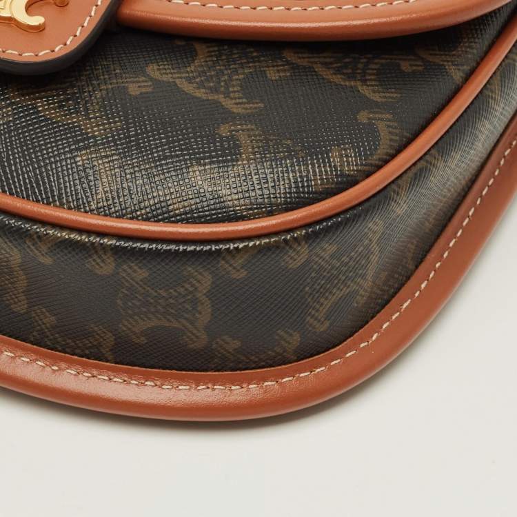 Pre Owned Celine Besace Mini Brown Triomphe Coated Canvas Crossbody Bag