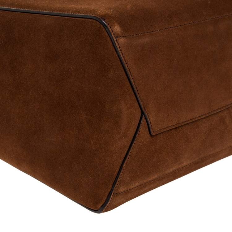 Pre Owned Celine Brown Suede Sangle Bucket Bag