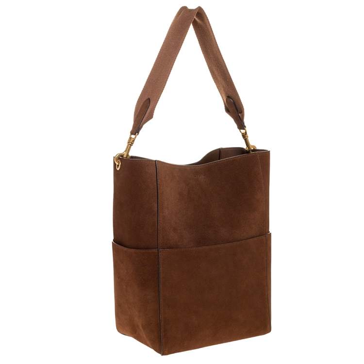 Pre Owned Celine Brown Suede Sangle Bucket Bag