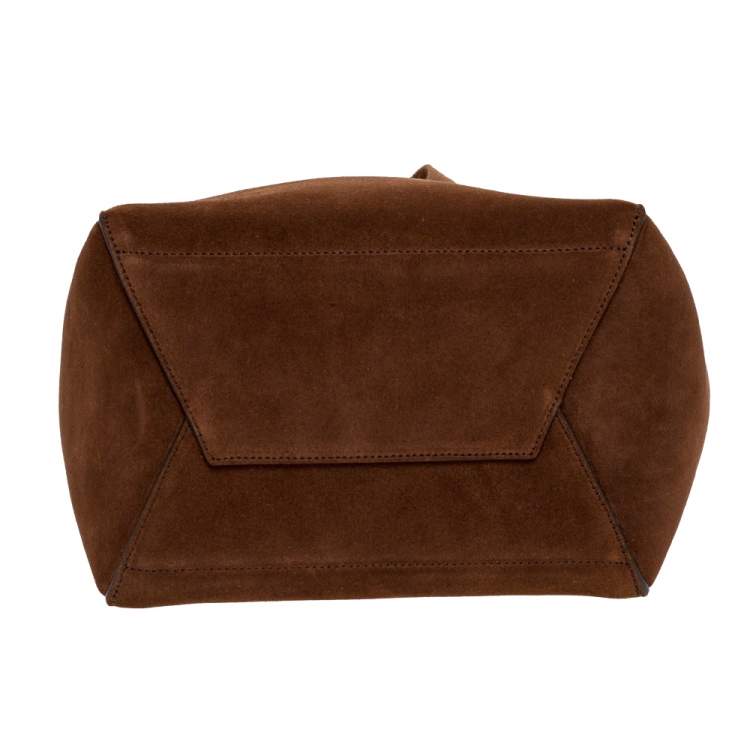 Pre Owned Celine Brown Suede Sangle Bucket Bag