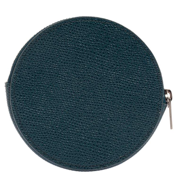 Pre Owned Céline Blue Grained Leather Round Coin Purse
