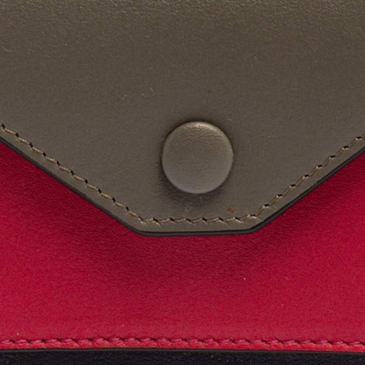 Pre Owned Celine Tri Color Leather Envelope Pocket Card Holder