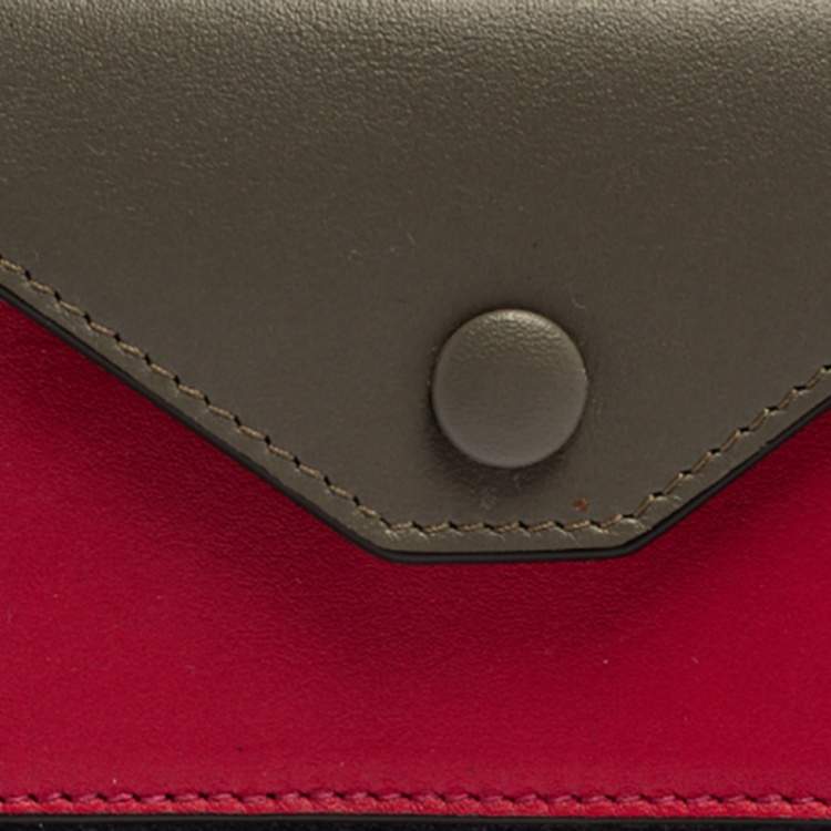 Pre Owned Celine Tri Color Leather Envelope Pocket Card Holder