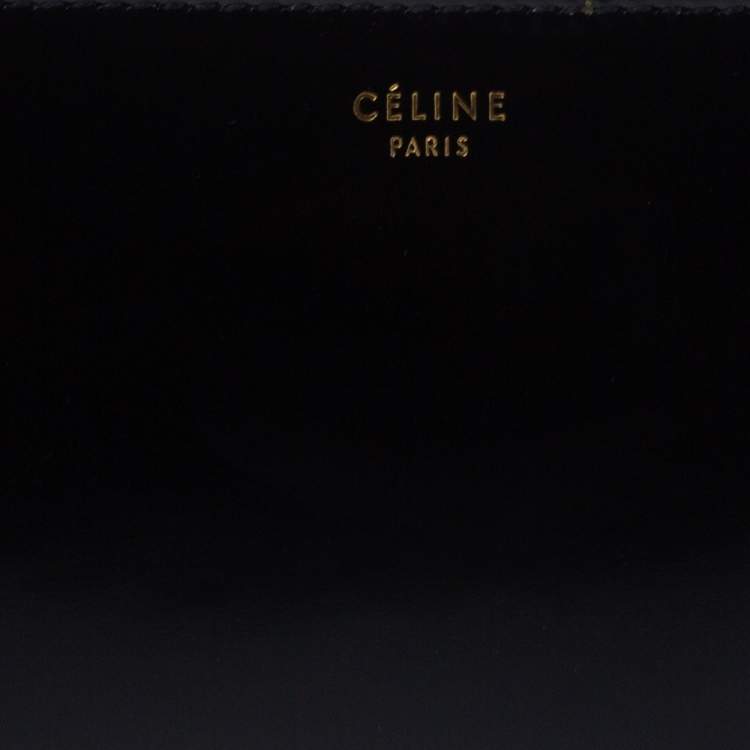 Pre Owned Celine Black Metallic Leather Zip Around Wallet