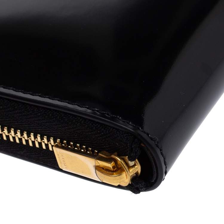 Pre Owned Celine Black Metallic Leather Zip Around Wallet