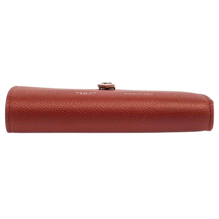 Pre Owned Celine Red/Light Pink Grained Leather Multifunction Strap Wallet