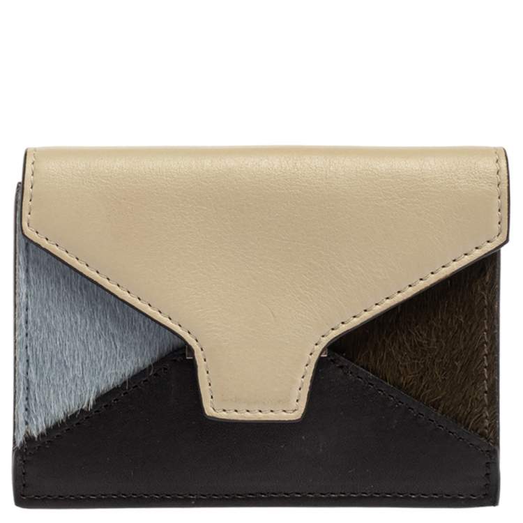 Pre Owned Celine Multicolor Leather and Calfhair Diamond Card Case