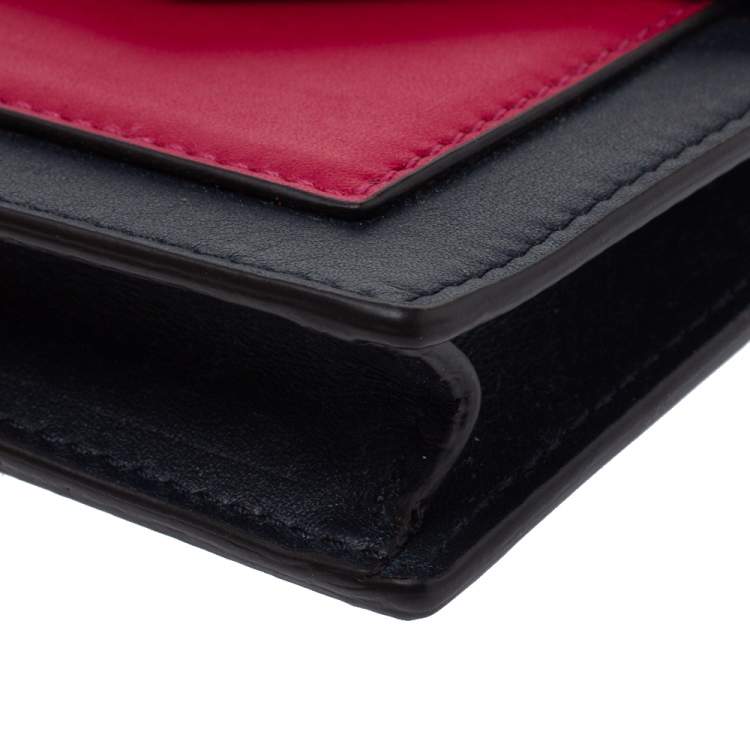 Pre Owned Celine Tri Color Leather Envelope Pocket Card Holder
