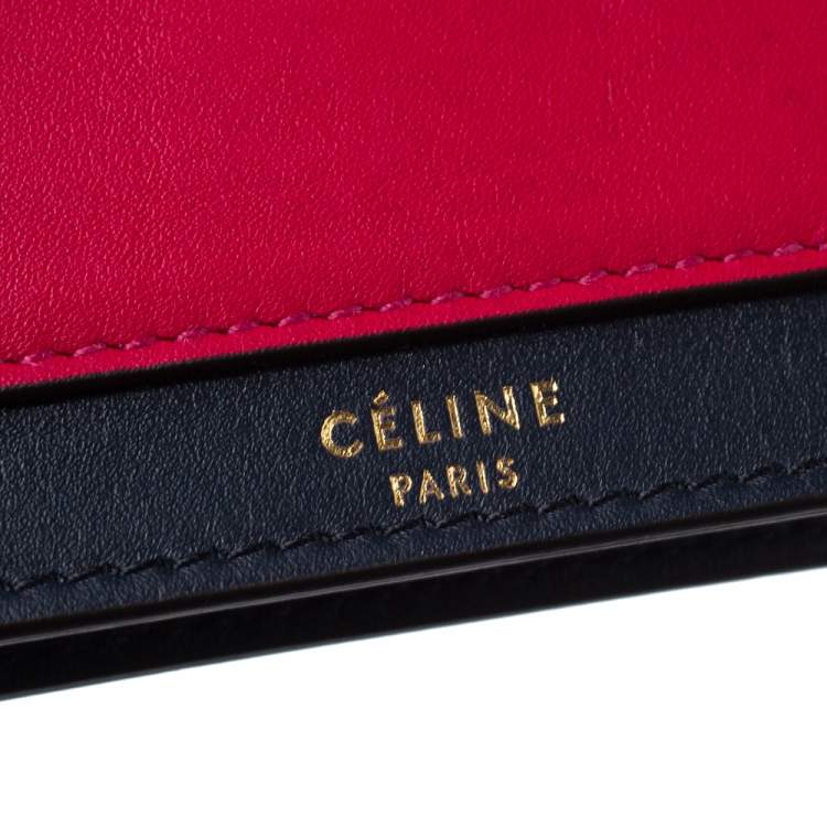 Pre Owned Celine Tri Color Leather Envelope Pocket Card Holder