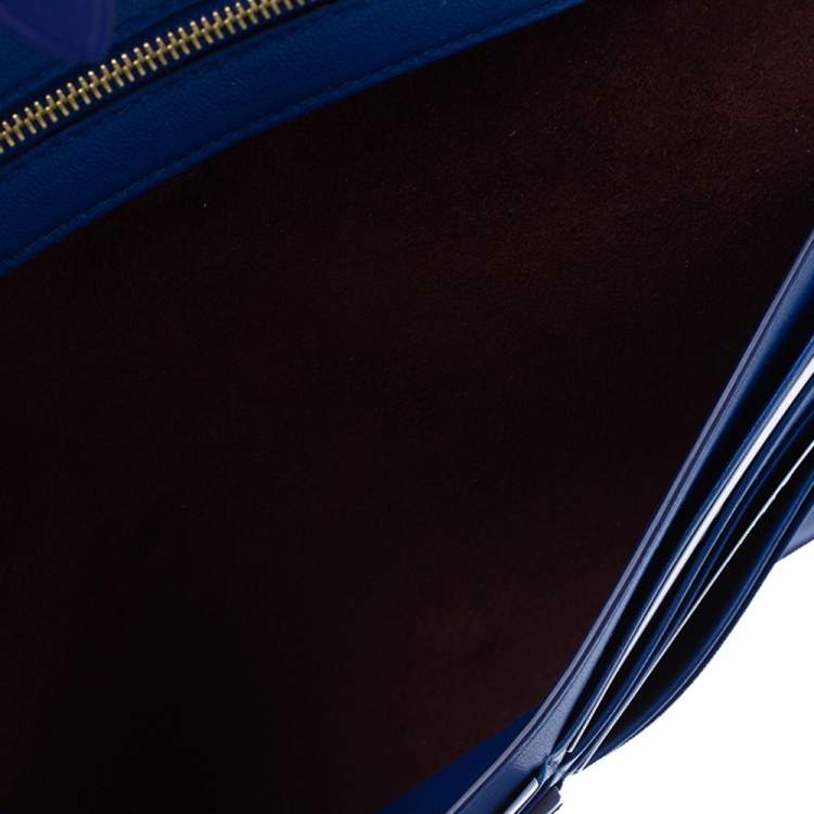 Pre Owned Celine Burgundy/Blue Leather Large Multifunction Strap Wallet