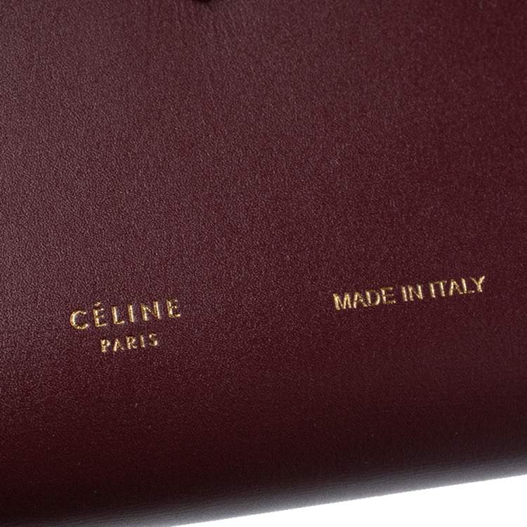 Pre Owned Celine Burgundy/Blue Leather Large Multifunction Strap Wallet