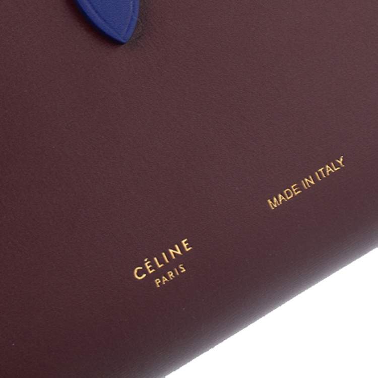Pre Owned Celine Burgundy/Blue Leather Large Multifunction Strap Wallet