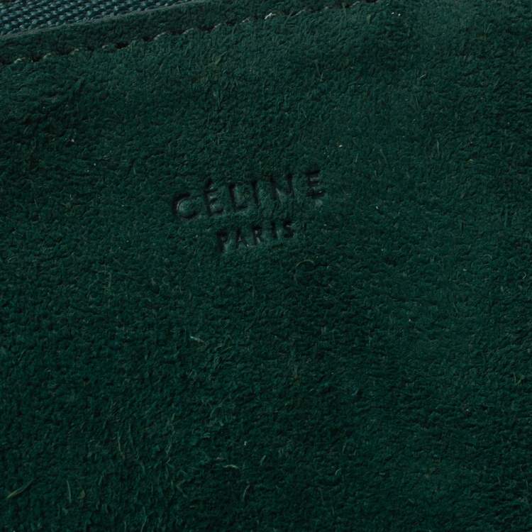 Pre Owned Celine Green Suede Trio Zip Clutch