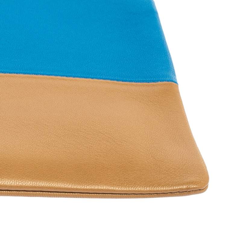 Pre Owned Celine Blue/Brown Leather Solo Clutch 