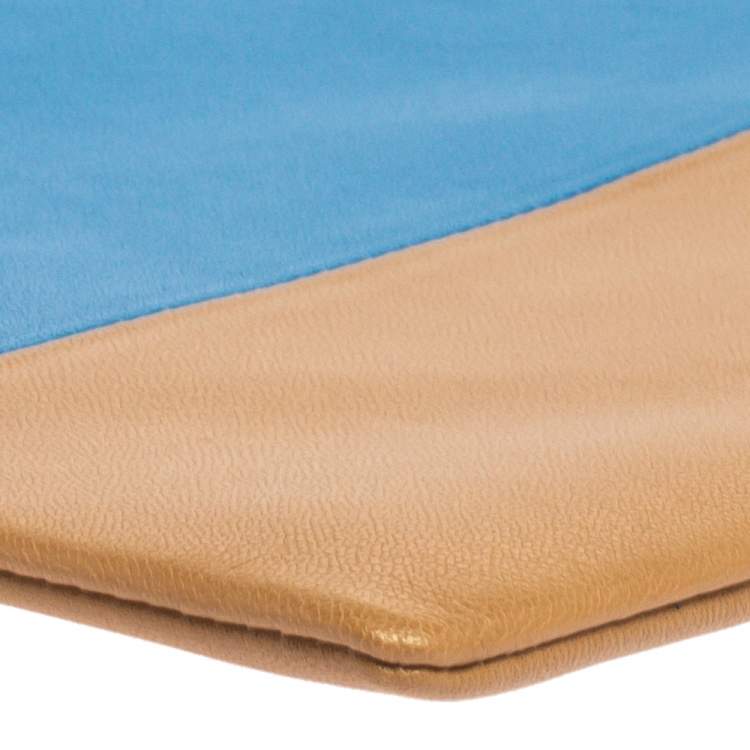 Pre Owned Celine Blue/Brown Leather Solo Clutch 