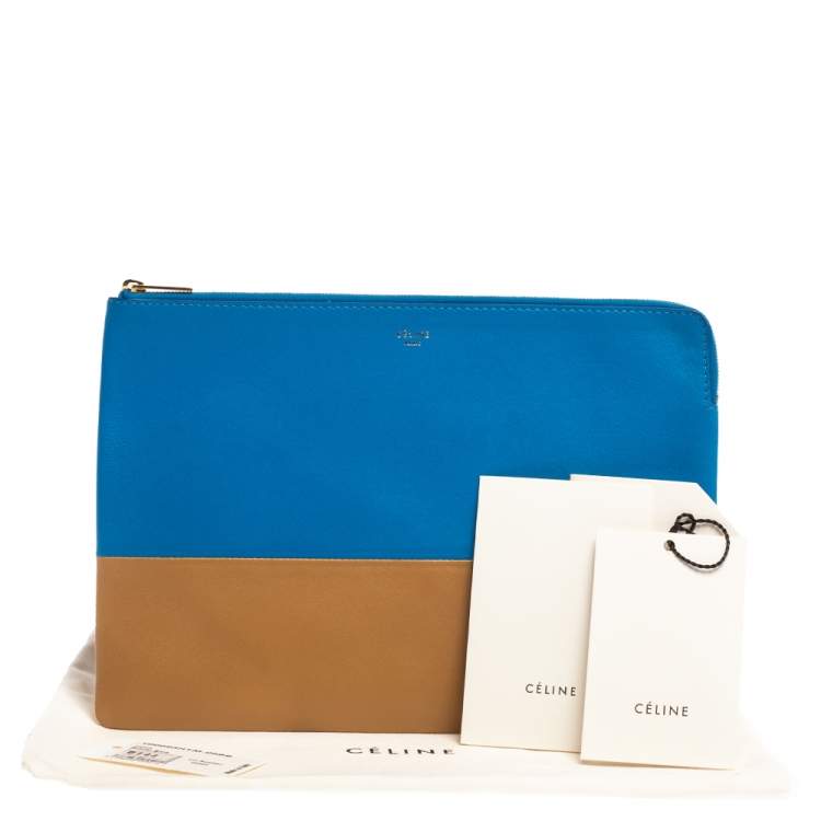 Pre Owned Celine Blue/Brown Leather Solo Clutch 