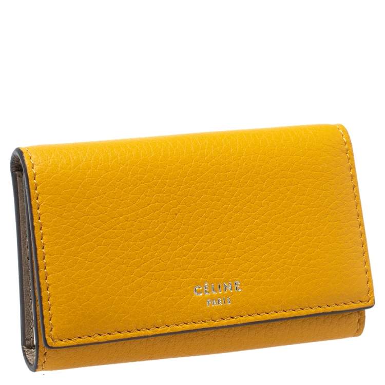 Pre Owned Celine Mustard Leather Leather Key Holder