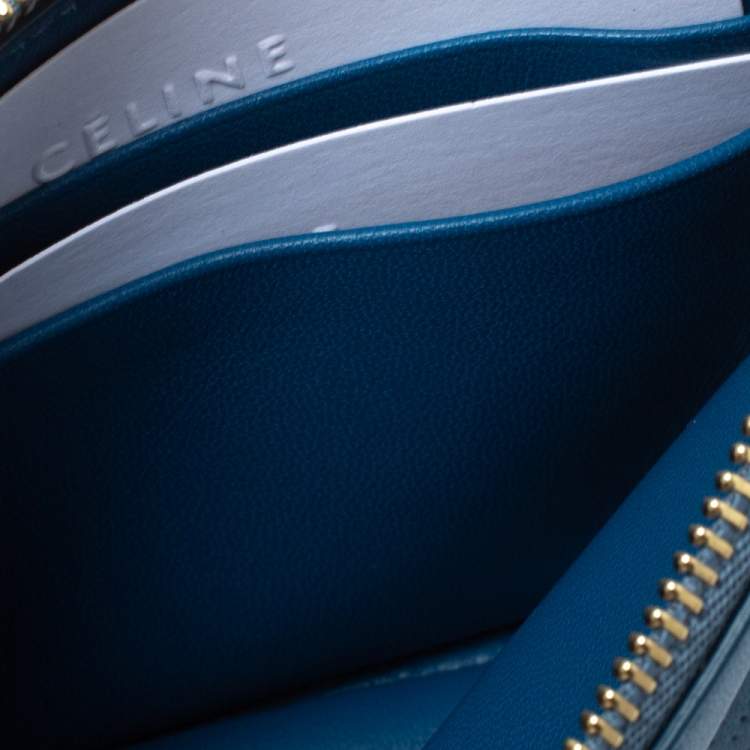 Pre Owned Celine Blue Perforated Leather Solo Coin Purse 