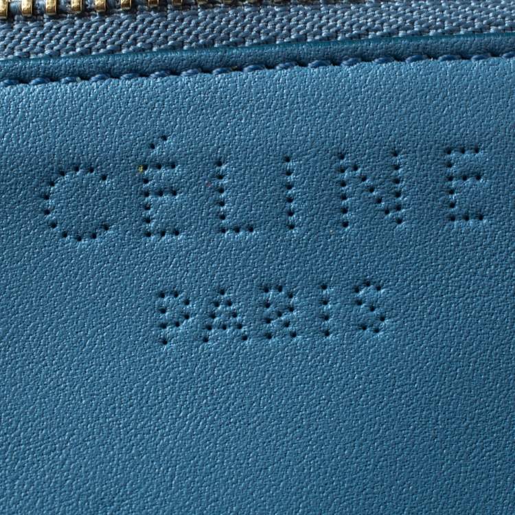Pre Owned Celine Blue Perforated Leather Solo Coin Purse 