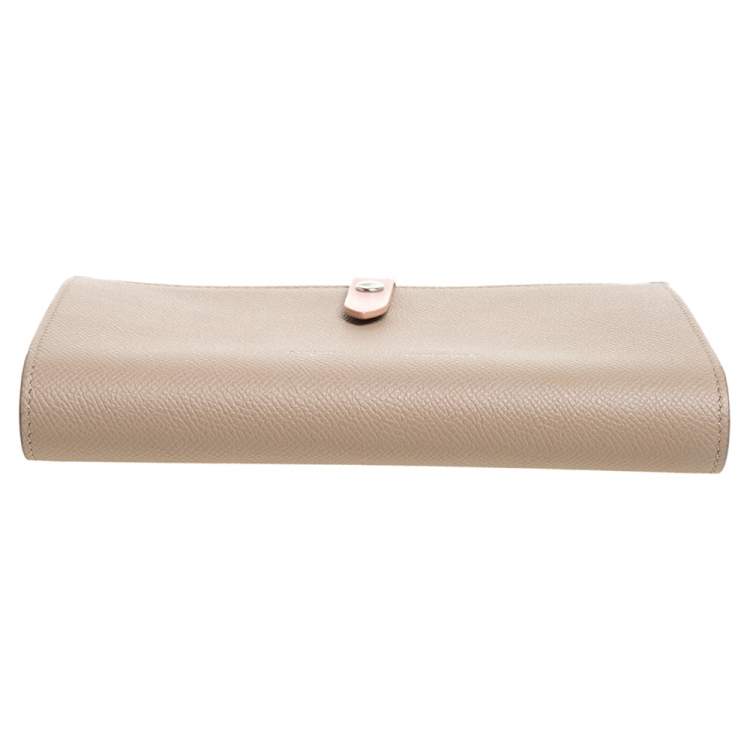 Pre Owned Celine Beige/Pink Leather Large Multifunction Strap Wallet