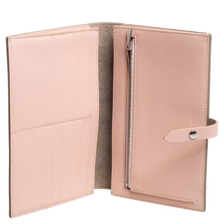 Celine Beige/Pink Leather Large Multifunction Strap Wallet Celine