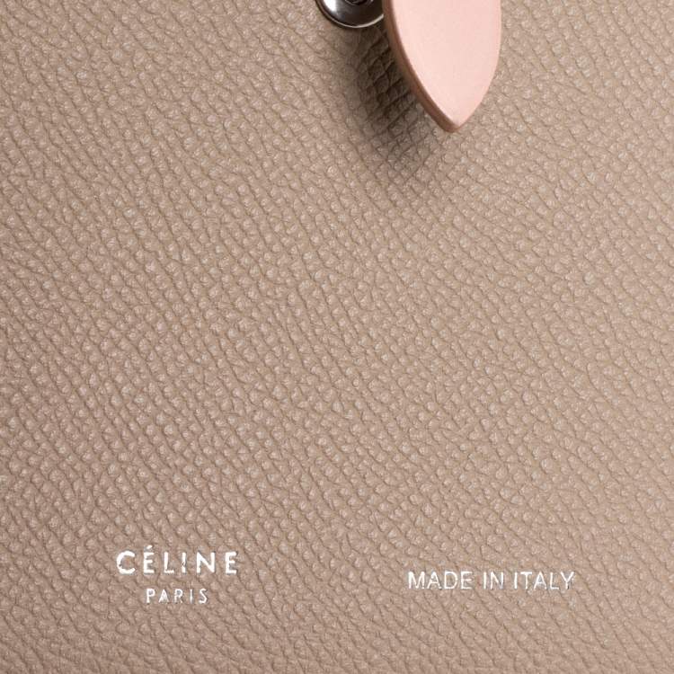 Pre Owned Celine Beige/Pink Leather Large Multifunction Strap Wallet