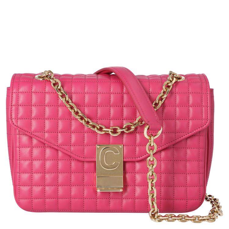 pink quilted shoulder bag