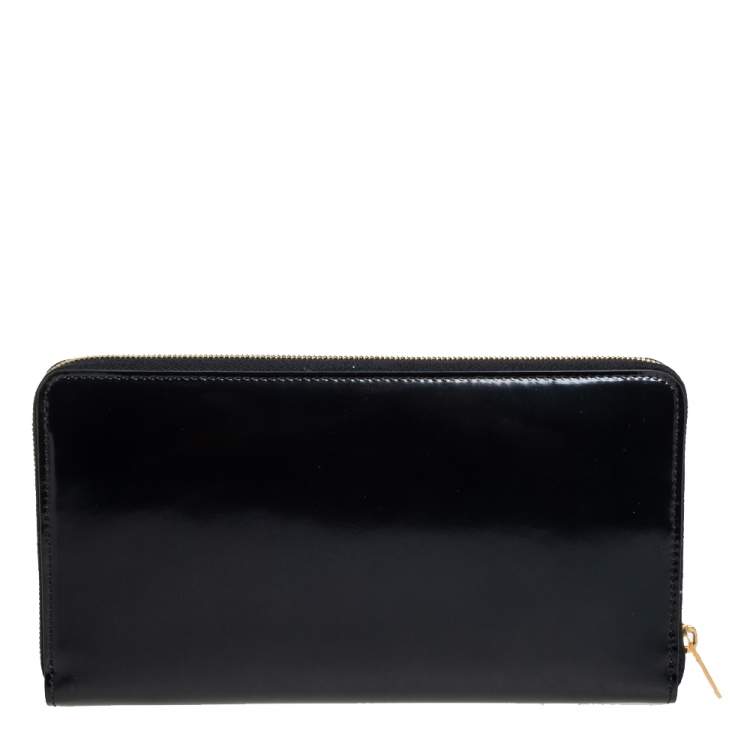 Pre Owned Celine Black Leather Large Zip Around Wallet