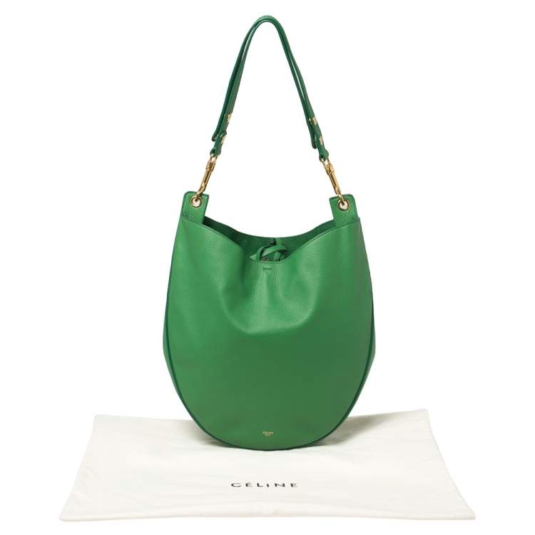 Pre Owned Celine Green Leather Trotteur Hobo