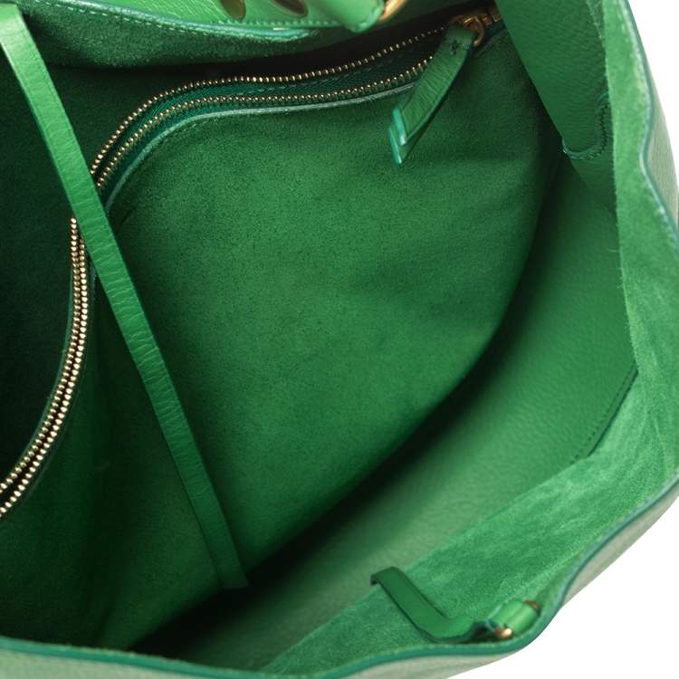 Pre Owned Celine Green Leather Trotteur Hobo
