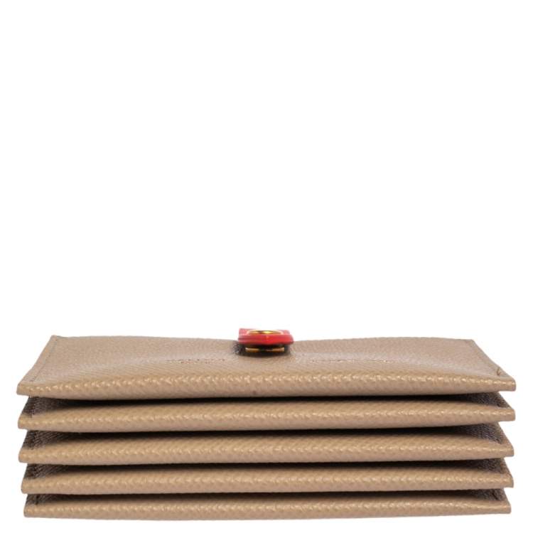 Pre Owned Celine Beige/Red Leather Accordion Card Holder